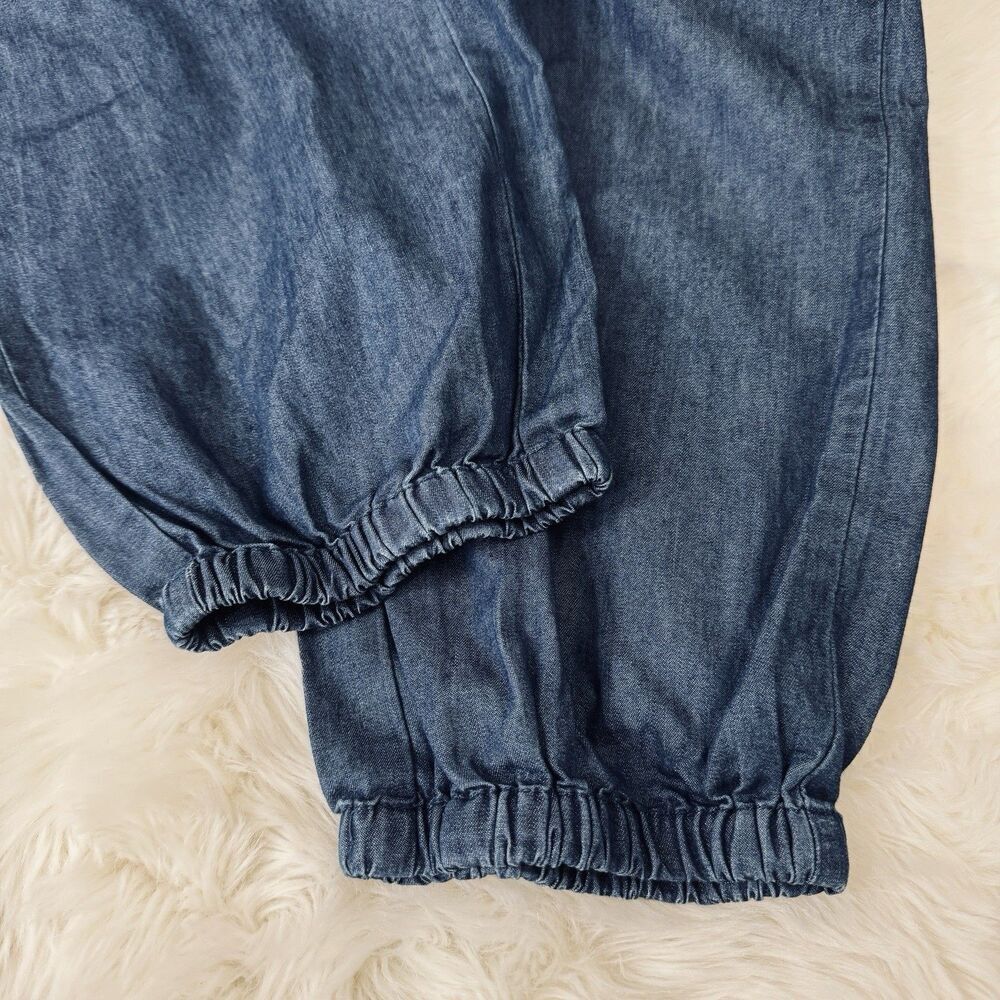 Tahari Jogger Pants L (31x29.5) Blue Lightweight Elastic Waist Pockets Womens - Picture 8 of 10